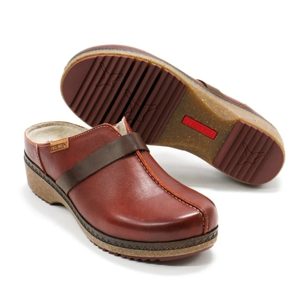 NEW‎ Pikolinos Women's Granada W0w Slip-On Leather Clogs, Arcilla Size 37/6.5-7